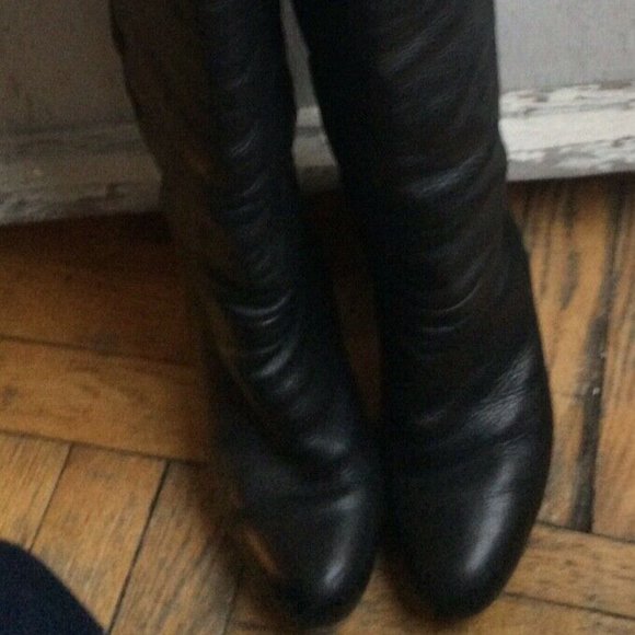 Zara Leather Tuxedo Stripe Over the knee Boots - Picture 3 of 8